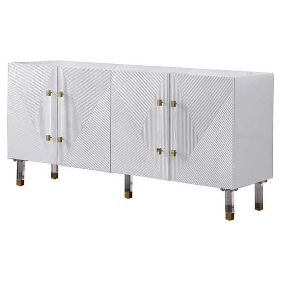 Best Master Furniture Fenella Modern Wood Sideboard in White/Gold Accents