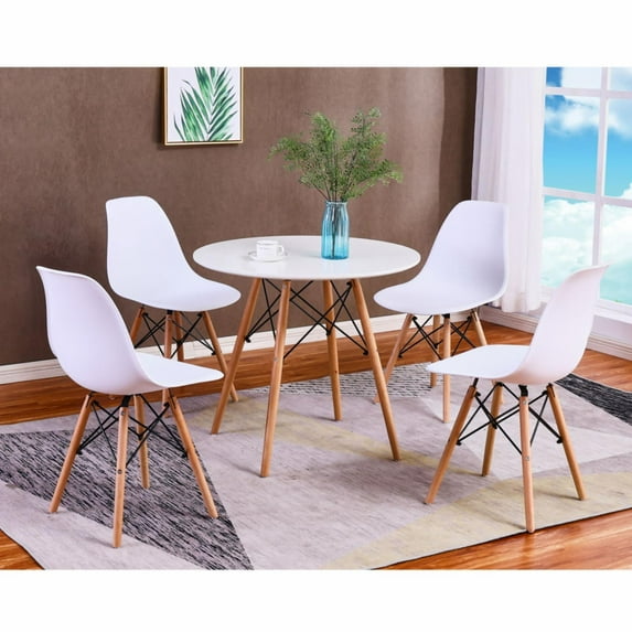 Best Master Furniture Mickey 5 Piece Modern Plastic Dining Set in White