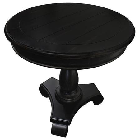 Best Master Furniture Hene Transitional Antique Living Room Round End Table, Black