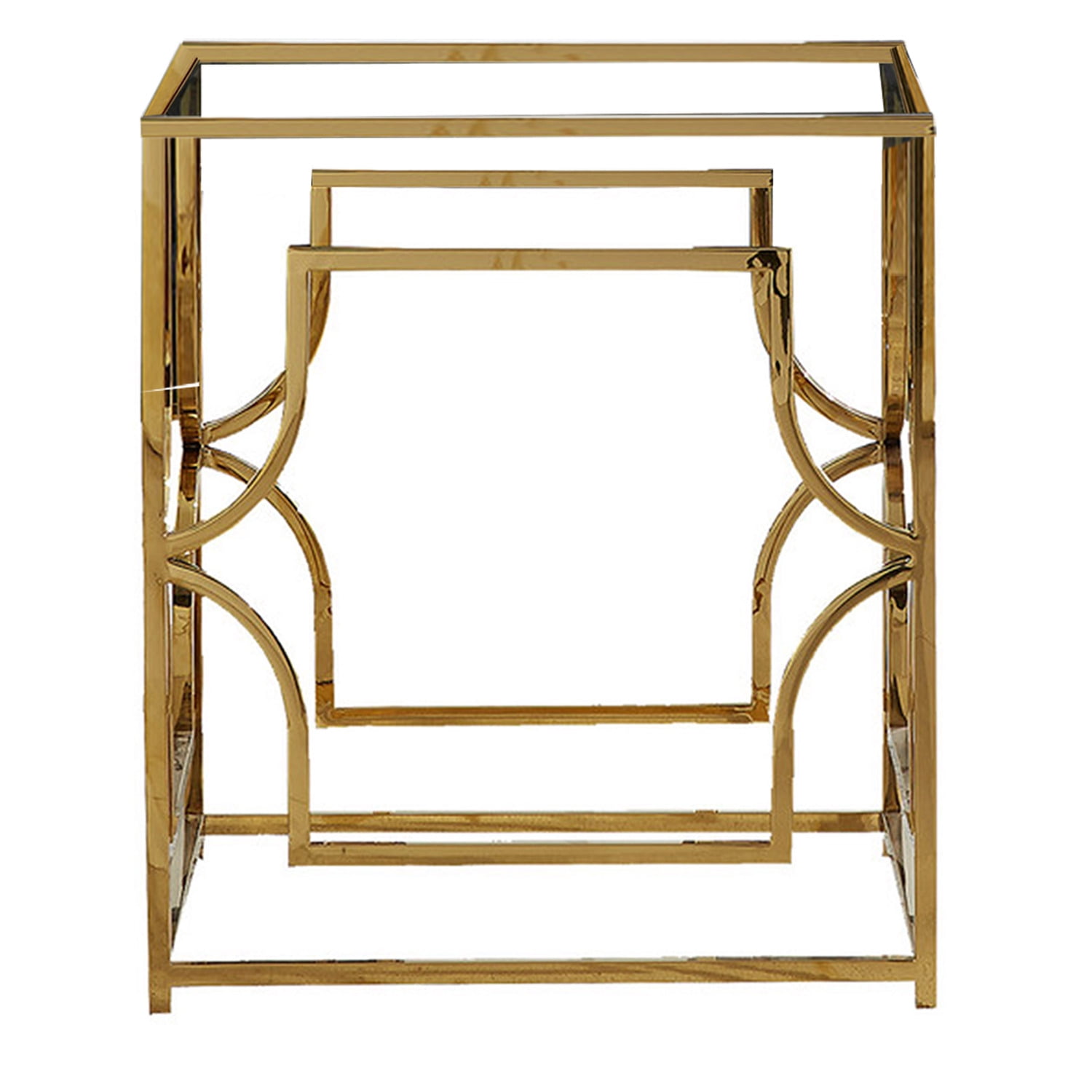 Herk 30" Gold Plated Metal Square Dining Table Base