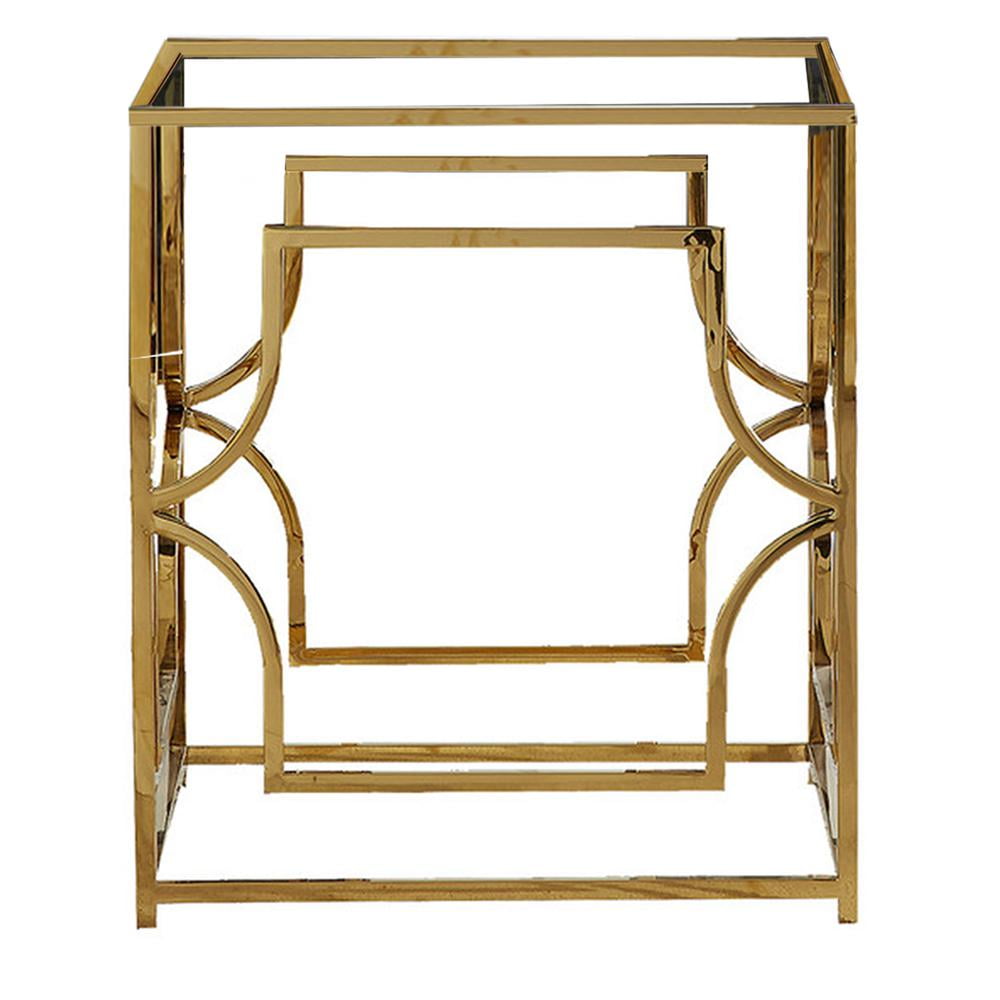 Herk 30" Gold Plated Metal Square Dining Table Base