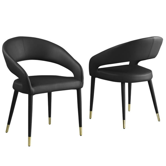 Best Master Furniture Jacques Faux Leather Dining Chairs in Black (Set of 2)