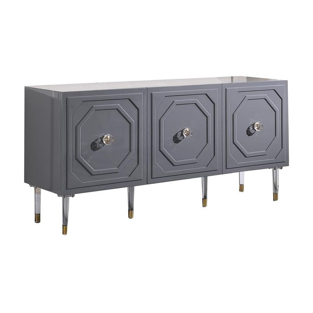 Jadran 65" Gray Modern Wood Sideboard with Gold Accents