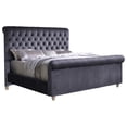thumbnail image 1 of Best Master Furniture Jean-Carrie Upholstered Sleigh Bed, Cal King Grey Velvet, 1 of 4