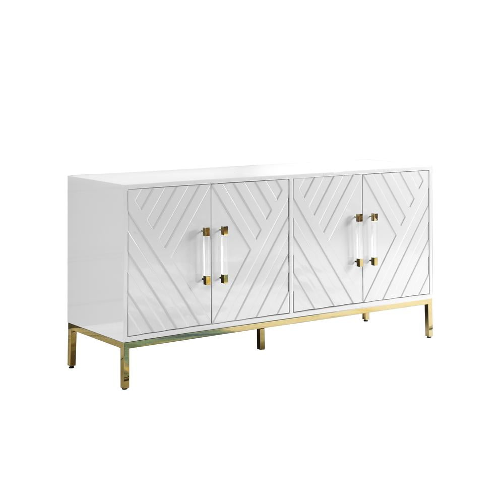 Junior 64" White and Gold Transitional Wood Sideboard