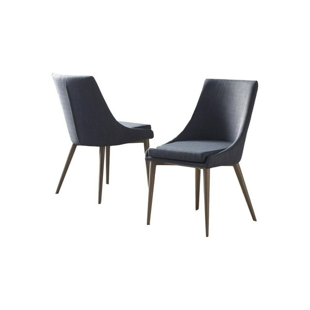 Best Master Furniture Leatrice Glam Linen Fabric Chairs, Set of 2, Dark Grey
