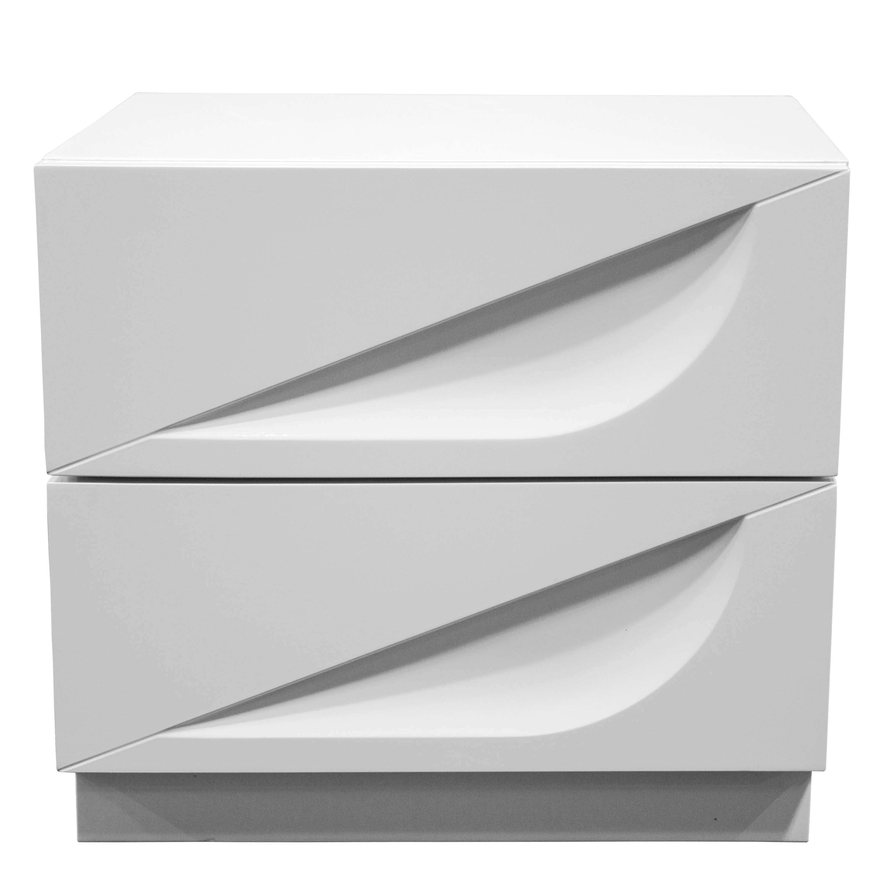 Best Master Furniture Madrid Modern White Lacquer Nightstand