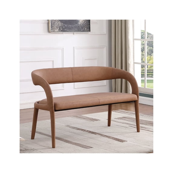 Best Master Furniture Marcus Brown PU Leather Dining Bench