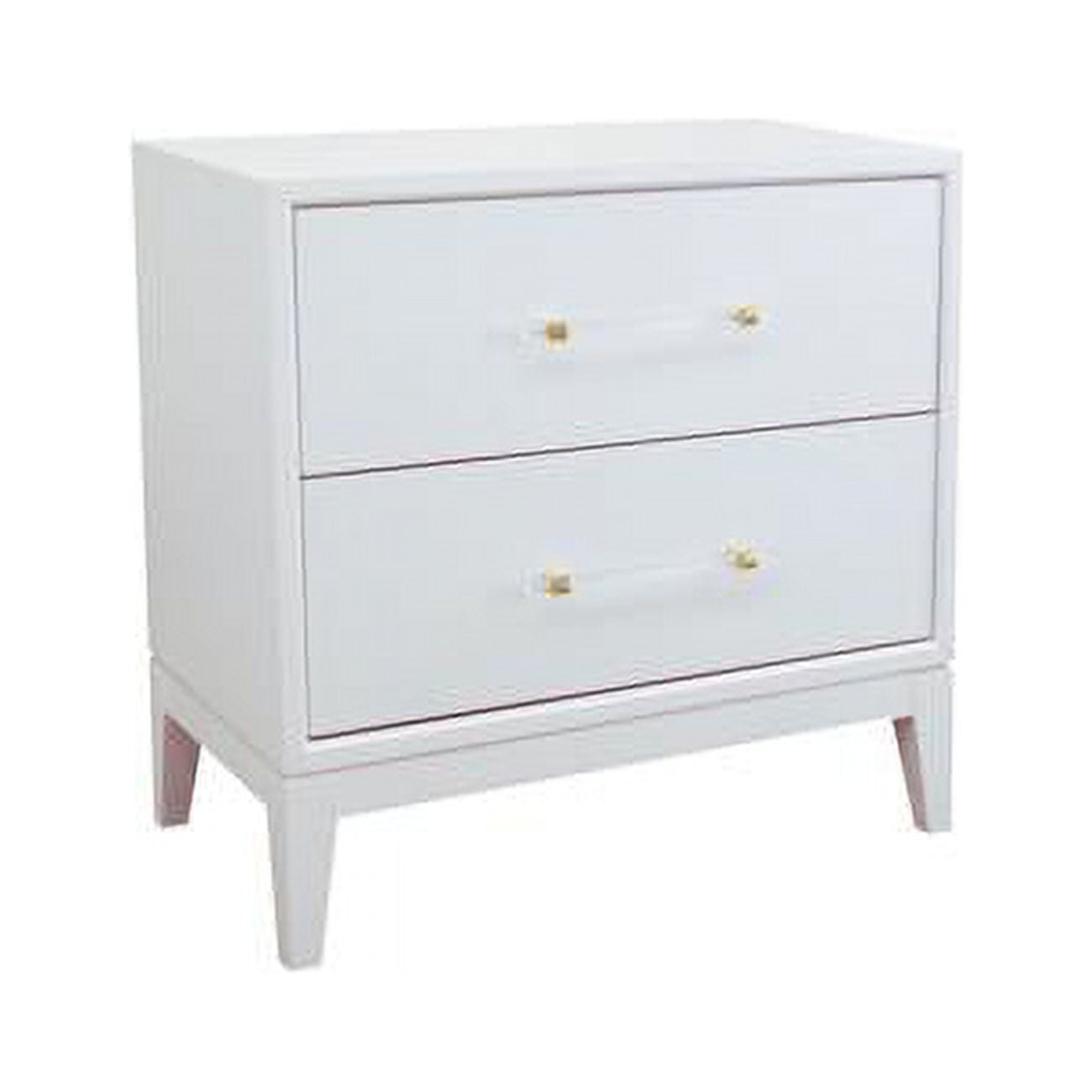 Best Master Furniture Orbis 28" Modern Wood Nightstand in White Lacquer