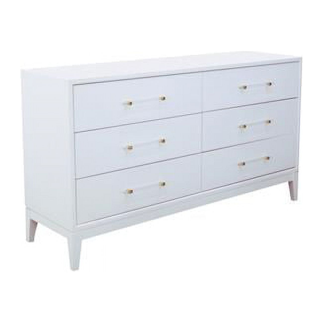 Best Master Furniture Orbis 61" Modern Wood Dresser in White Lacquer