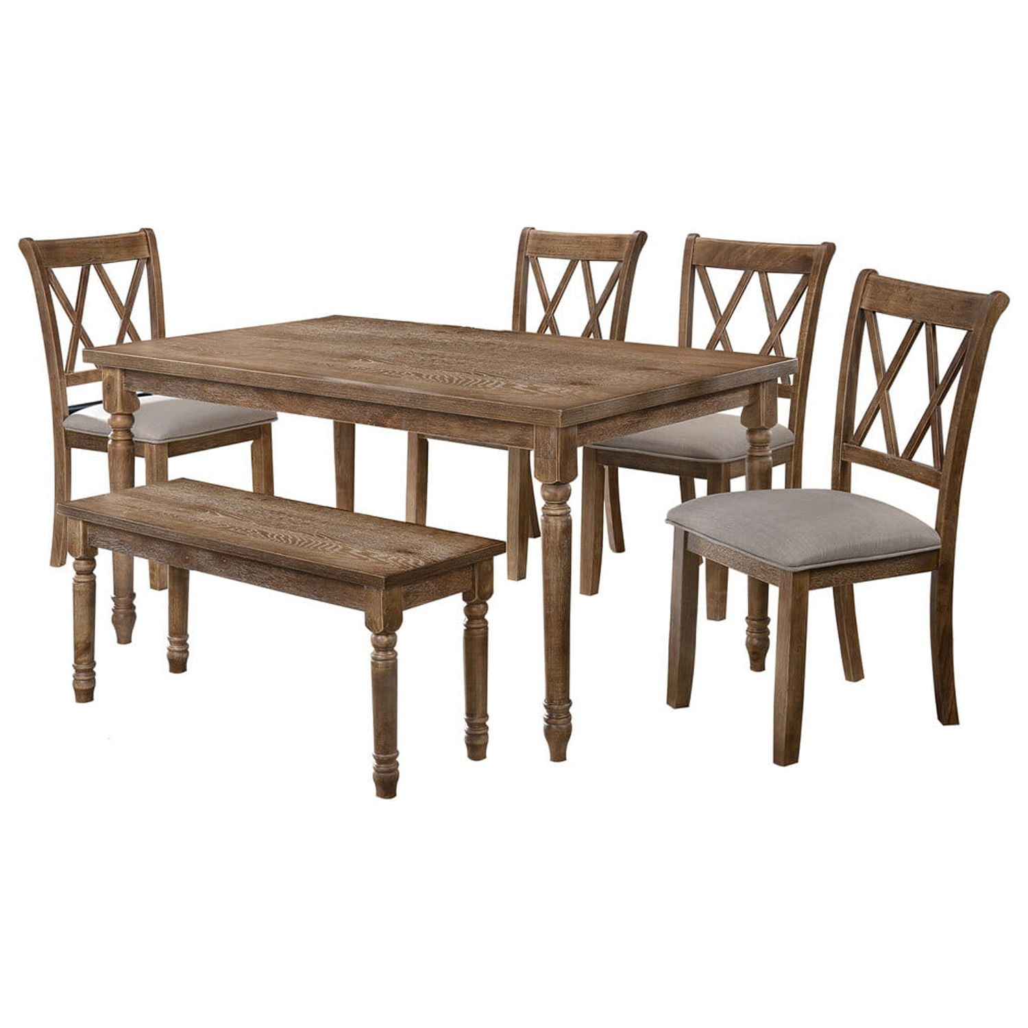 Best Master Furniture Paige 6 Pcs Dining Set in Antique Natural