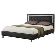 Best Master Furniture Queen Size Crystals and Rhinestones Headboard Platform Bed, Black