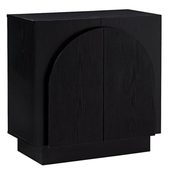 Best Master Furniture Questa Scandinavian Mid-Century 2-Door Cabinet with Arch Handles, Black