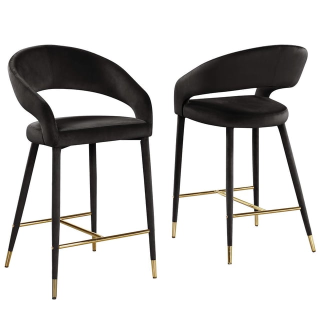 Best Master Furniture Samson Contemporary Velvet Upholstered Bar Stool with Gold Accent (Set of