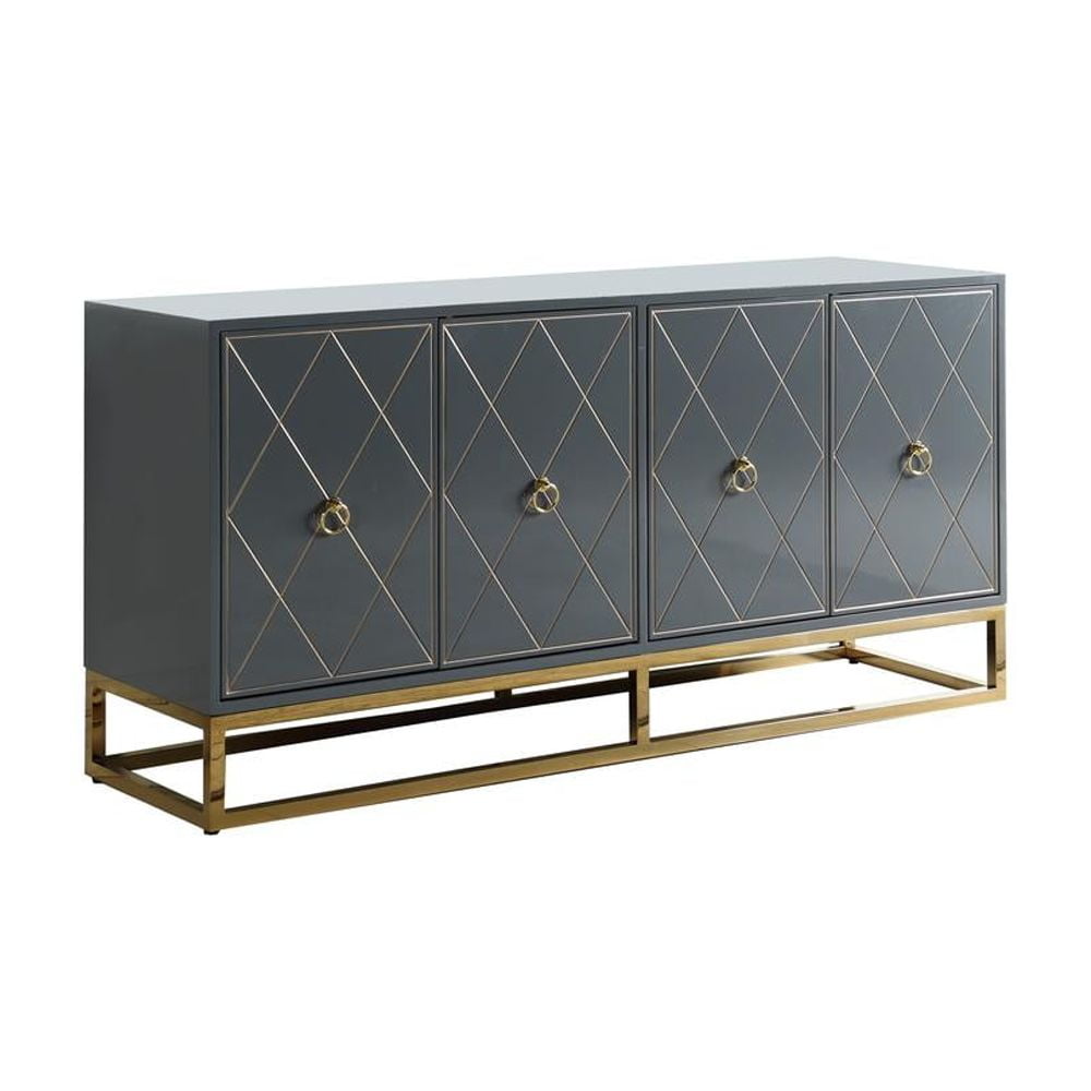 Gray and Gold 64" Modern Sideboard with Lacquer Finish