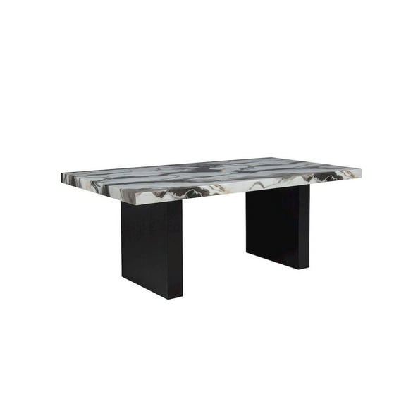 Best Master Furniture Sheridan Rectangle Charcoal Lava Top Dining Table, Black