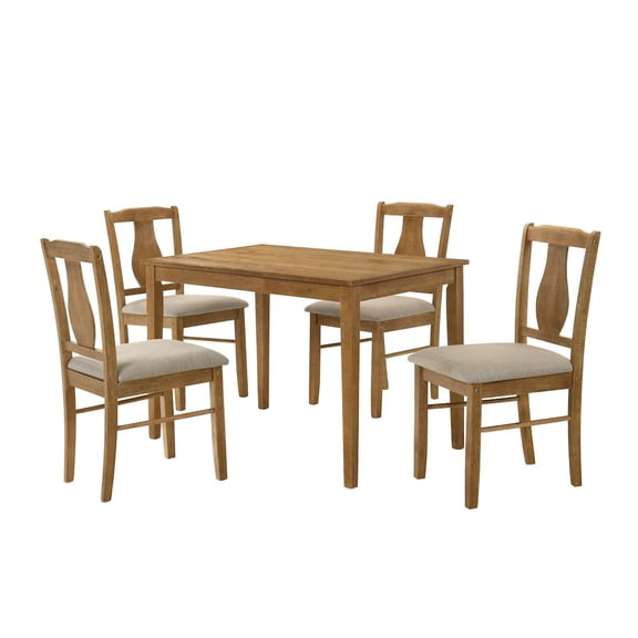 Best Master Furniture Solana 5-Piece Transitional Rectangle Dining Set in 1 Box, Antique Natural Oak