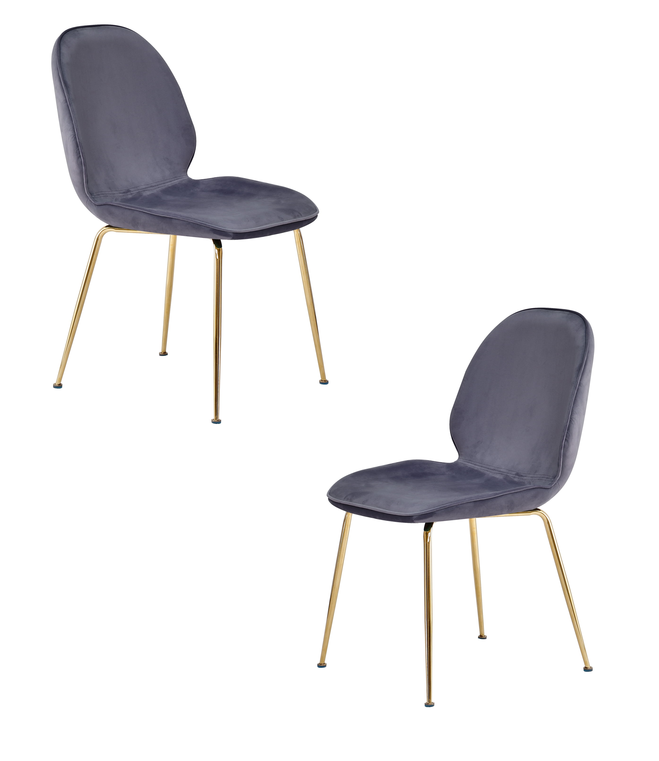 Best Master Furniture Tara Grey Velvet and Gold Dining Chair, Set of 2
