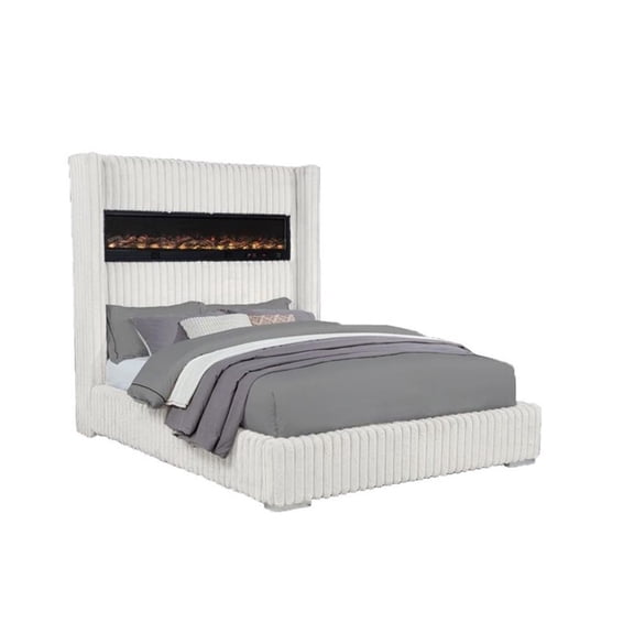 Best Master Furniture Uphoria Rabbit Velvet Bed Frame (Queen/ Cream)