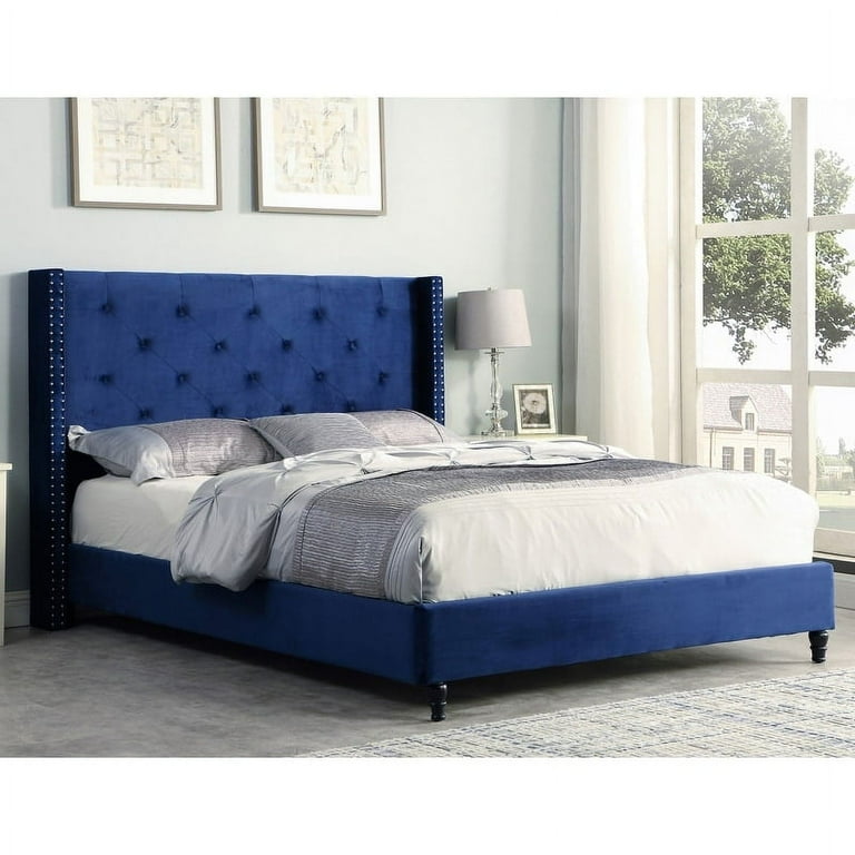 Navy wingback online bed