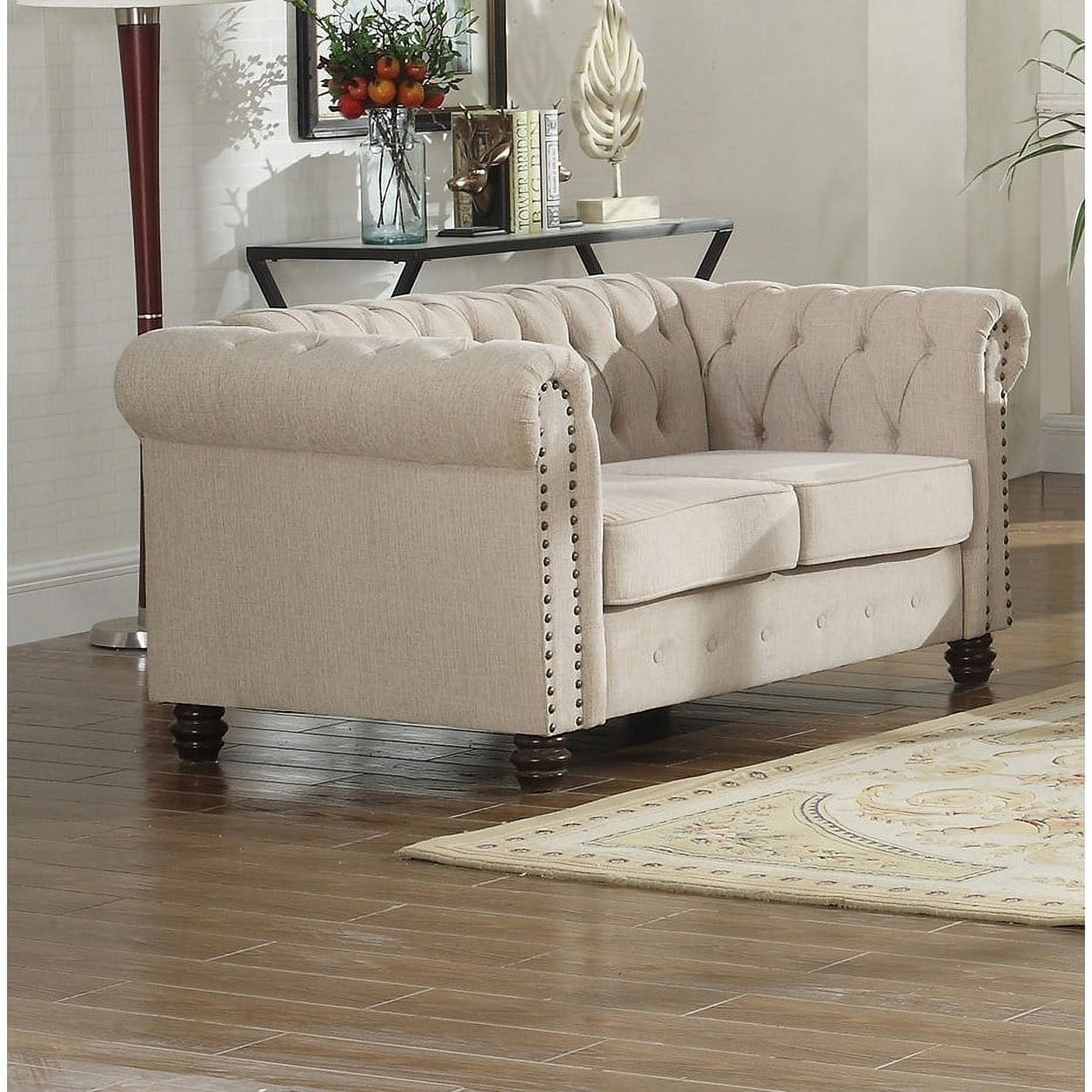 Best Master Furniture Venice Upholstered Loveseat Beige