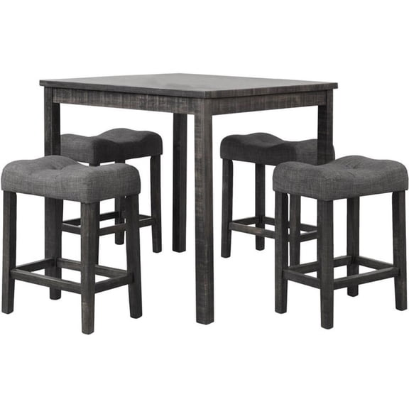 Best Master Furniture Vitalita 5 Piece Wood Counter Height Dining Set in Black