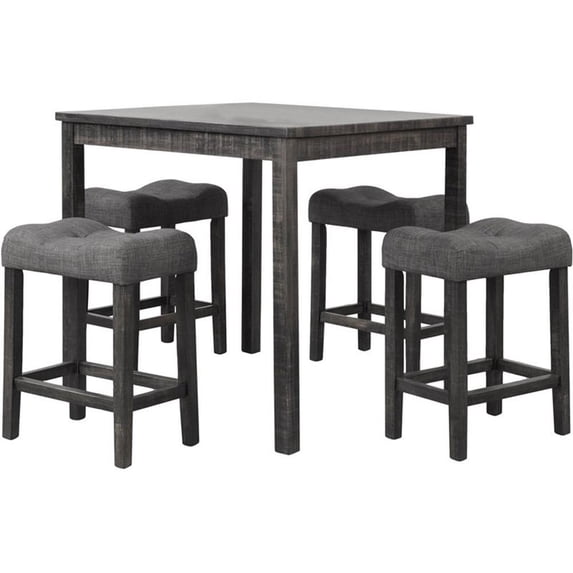 Best Master Furniture Vitalita 5 Piece Wood Counter Height Dining Set in Black