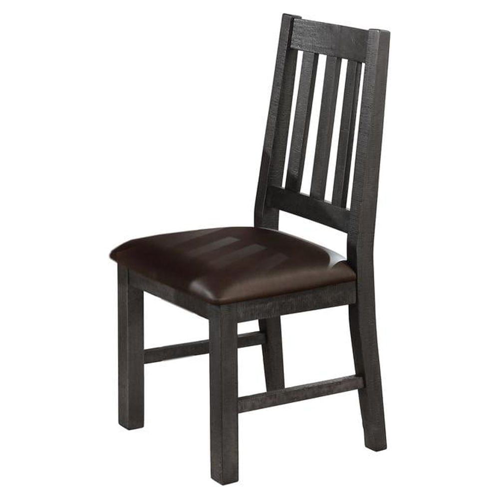Rustic Gray Faux Leather Upholstered Dining Chairs, Set of 2