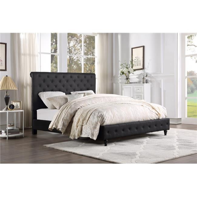 Best Master Furniture YY132 Black Queen Ashley Modern Tufted With