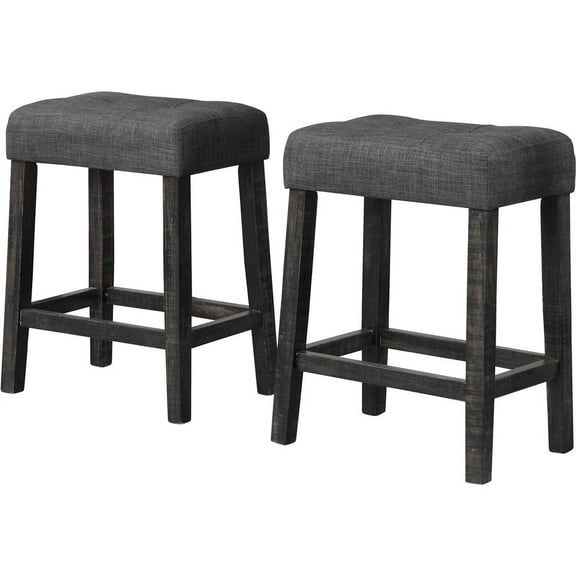 Best Master Furniture Yosef 24" Wood Counter Stool in Charcoal (Set of 2)
