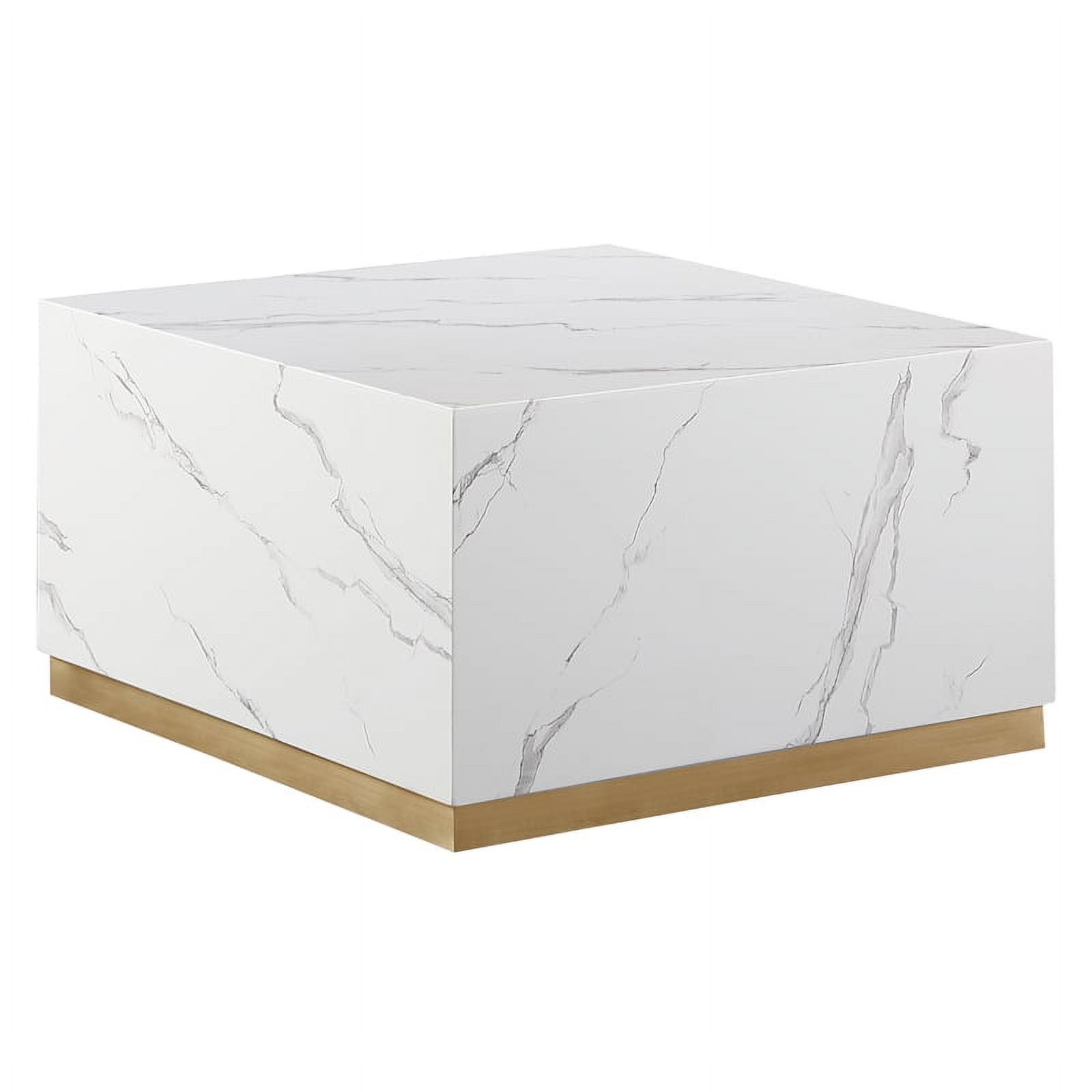 Best Master Furniture Zhuri Square Faux Marble Coffee Table in White
