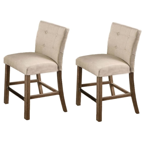 Best Master Hadley Solid Wood Counter Height Chair - Light Gray/Beige (Set of 2)
