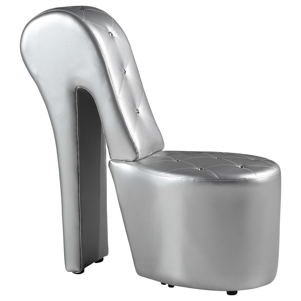 Gray Faux Leather Mid-Century Modern Accent Armchair