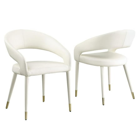 Best Master Jacques Faux Leather Dining Chairs in Cream White (Set of 2)