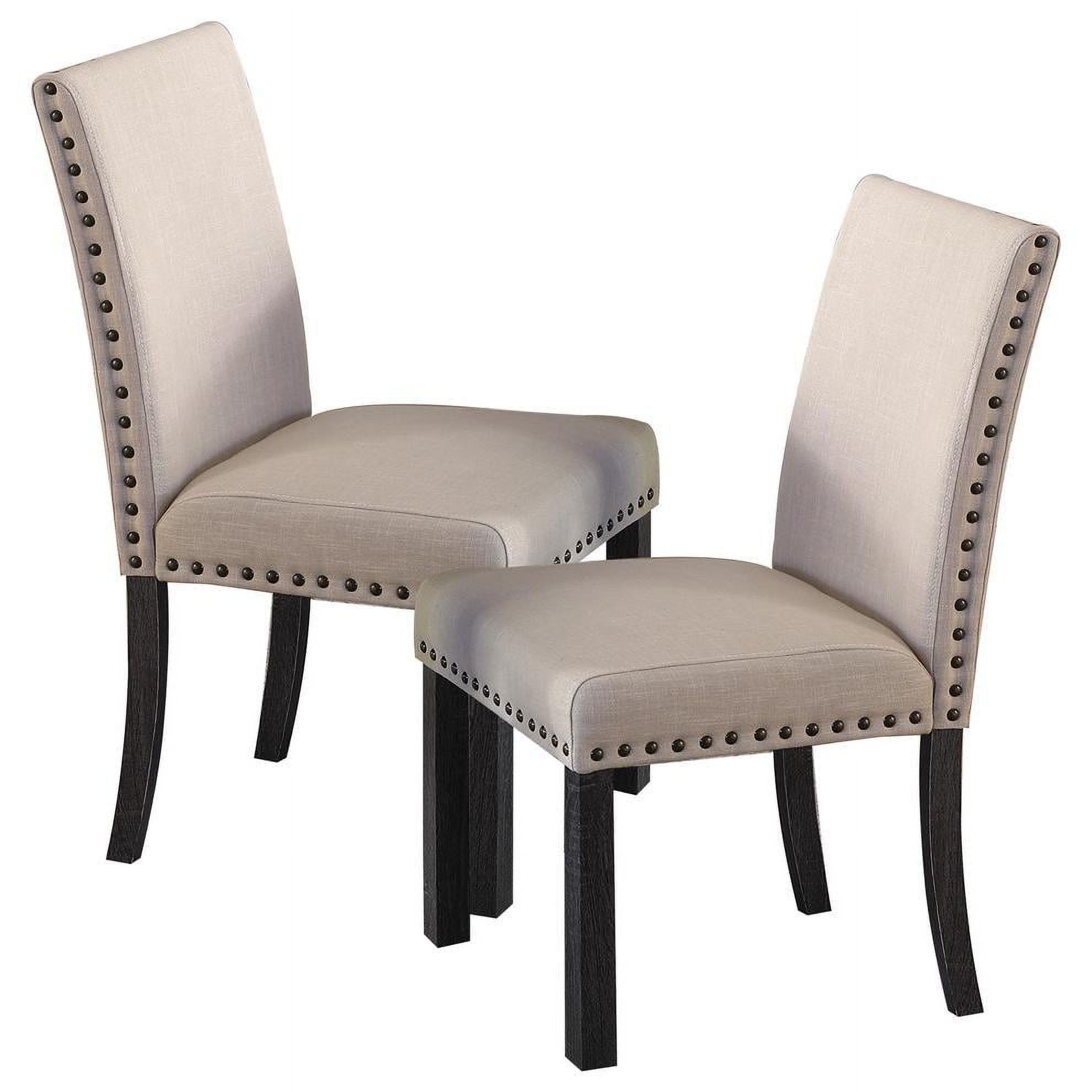Antique Gray Natural Linen Upholstered Parsons Side Chair