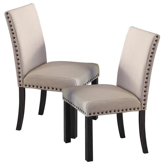 Antique Gray Natural Linen Upholstered Parsons Side Chair