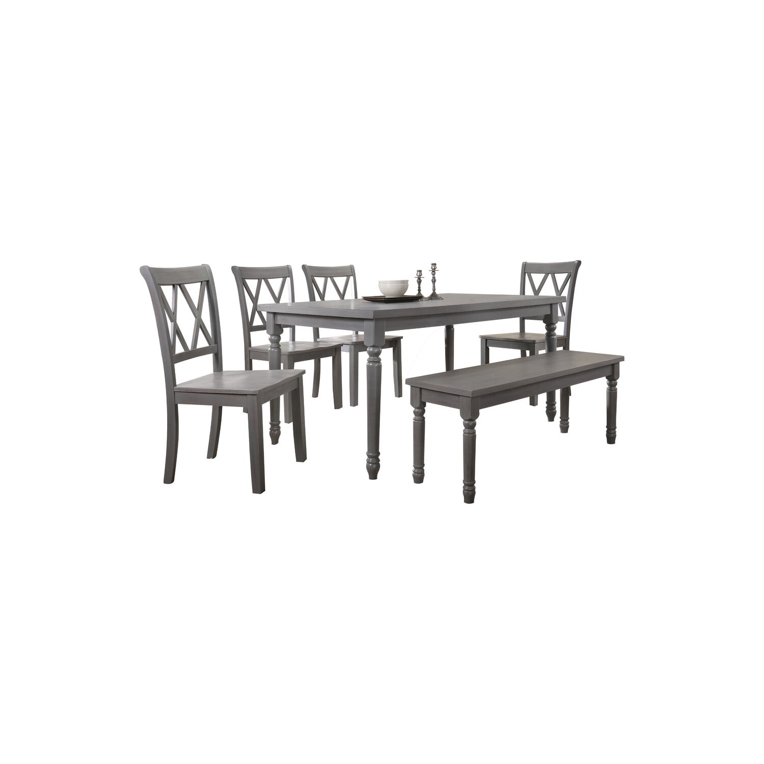Best Master Luxembourg 6Piece Solid Wood Dining Set with Bench in
