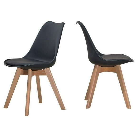 Best Master Mirage Modern Solid Wood Dining Side Chair in Black (Set of 2)