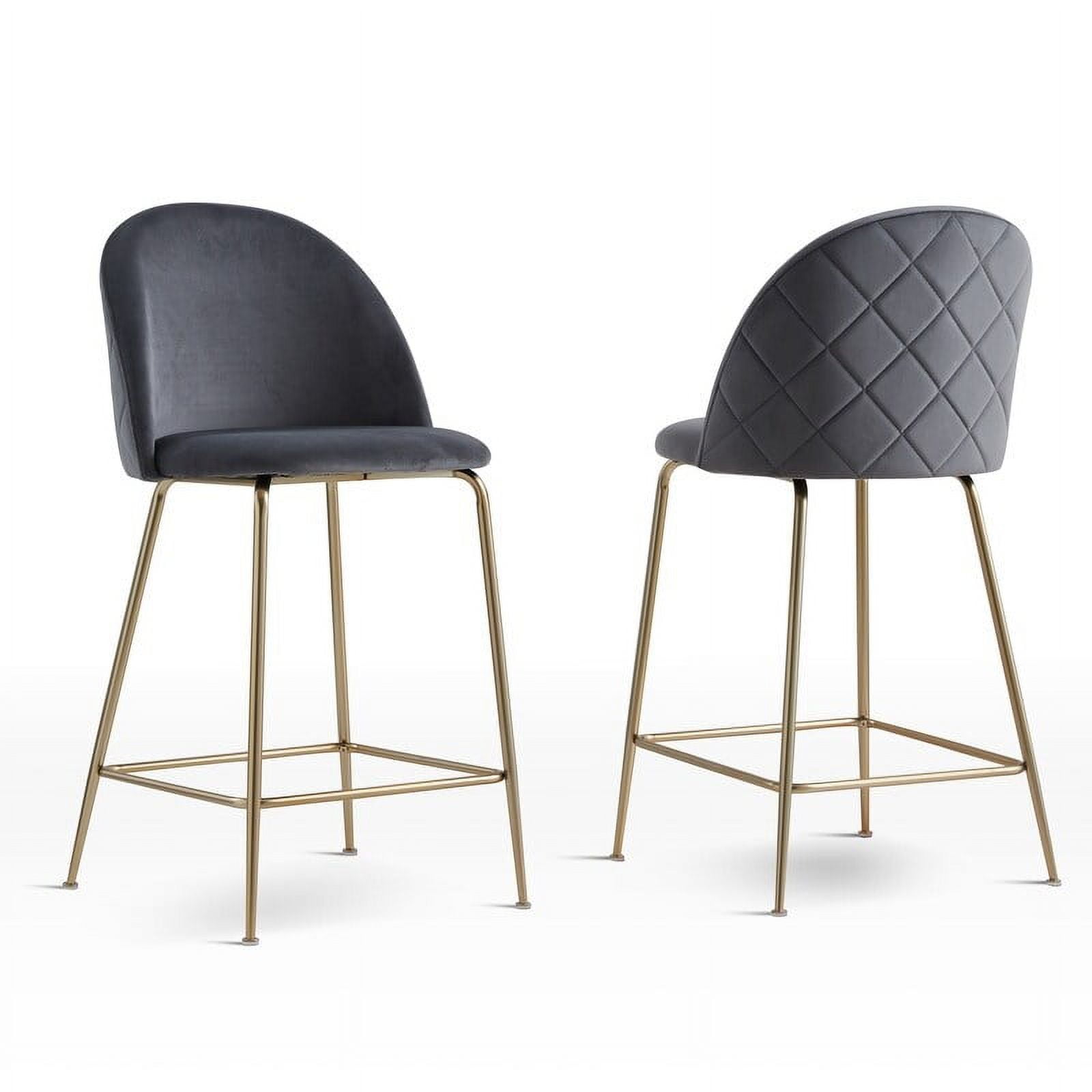 Best Master Miramar Velvet Metal Counter Height Bar Stools in Dark Gray