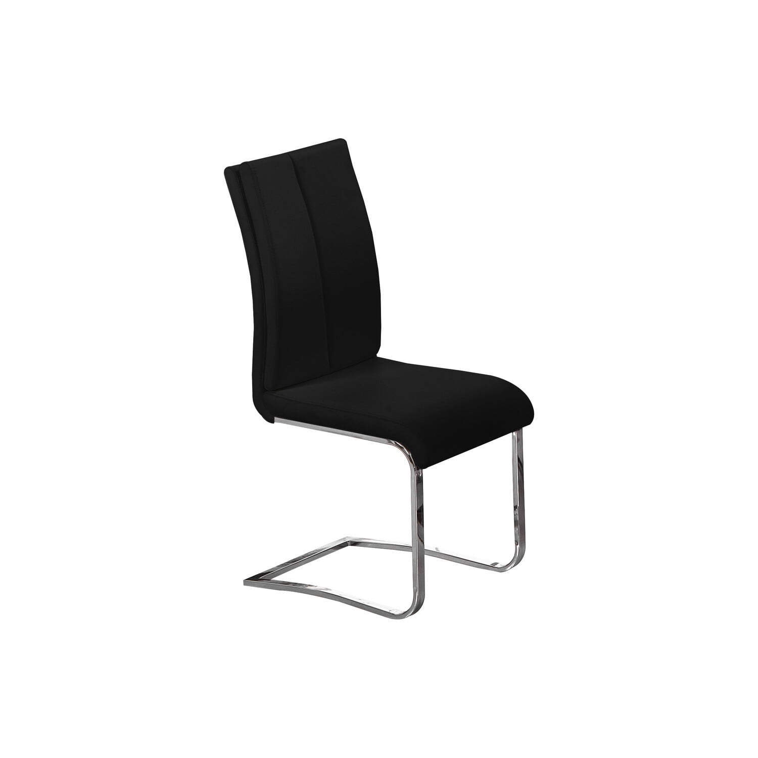 High Black Faux Leather Upholstered Metal Side Chair