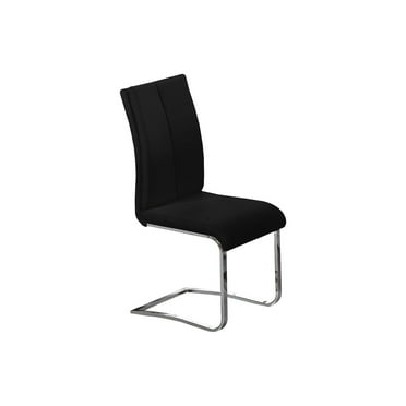 Best Master Modern Faux Leather Dining Side Chair in Black/Chrome (Set of 2)