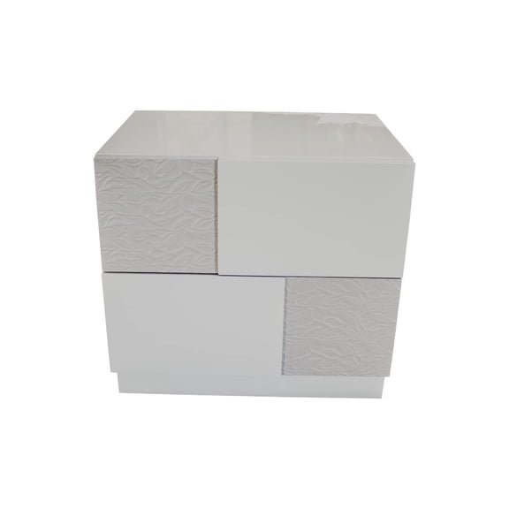 Best Master Naple 2-Drawer Poplar Wood Bedroom Nightstand in Gray/Silver Line