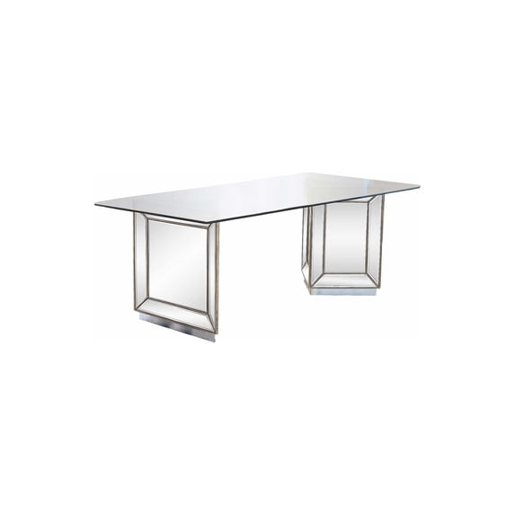 Best Master Furniture Nicolette Mirrored Silver Dining Table, 96"