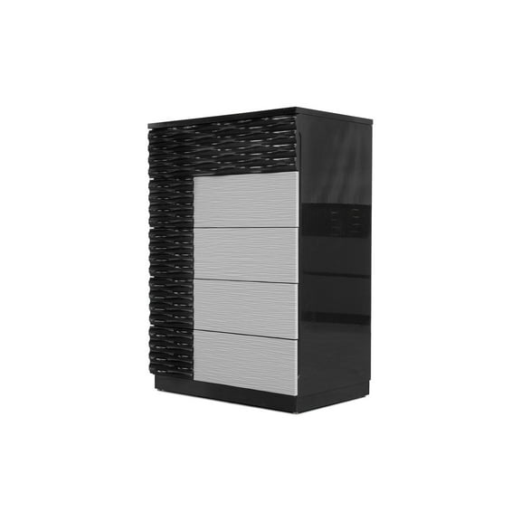 Best Master Romania 5-Drawer Poplar Wood Bedroom Chest in Black/Zebra