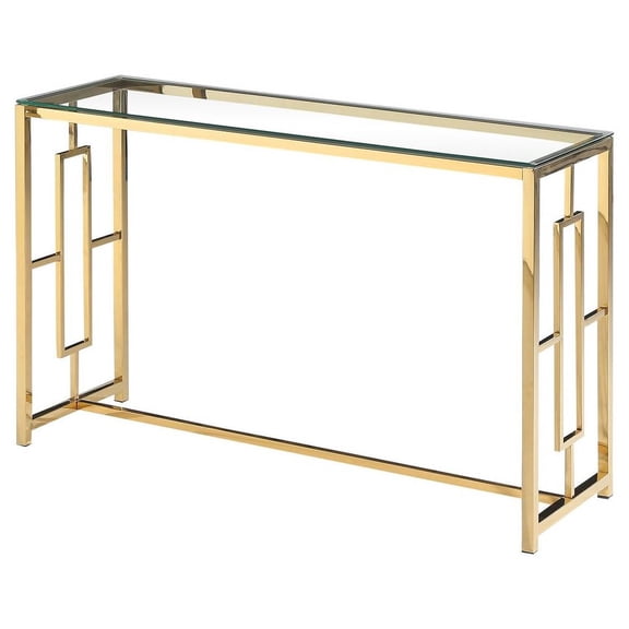 Best Master Stainless Steel and Glass Console Table in Clear/Gold Base