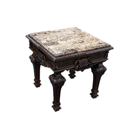 Best Master Traditional Solid Wood and Faux Marble Top End Table in Cherry