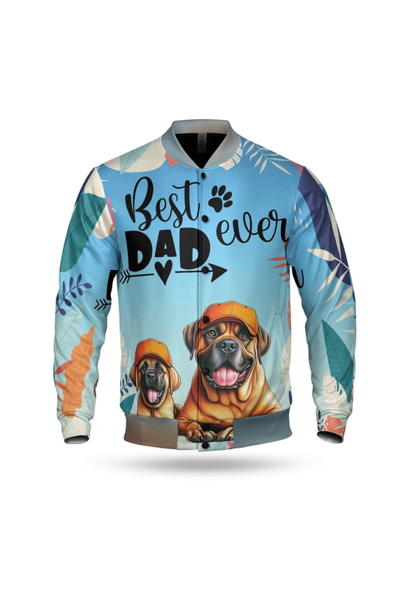 Best Mastiff Dad Ever Happy Father's Day All Over Print 3D Baseball Jacket Mastiffs Dog Lover Gifts Idea Bomber Jacket Softball - 02006