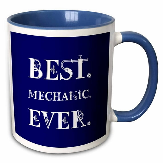 3drose, Best. Mechanic. Ever. Decorative Text on Background Blue, 11oz Two-tone Blue Mug