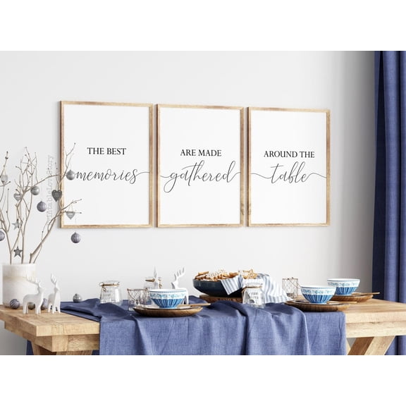 Best Memories Gathered Around The Table Kitchen Wall Art Set 3 Unframed Paper Print 8x12