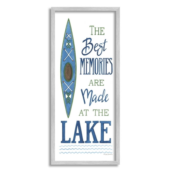 Best Memories Made At Lake Phrase Inspirational Graphic Art Gray Framed Art Print Wall Art